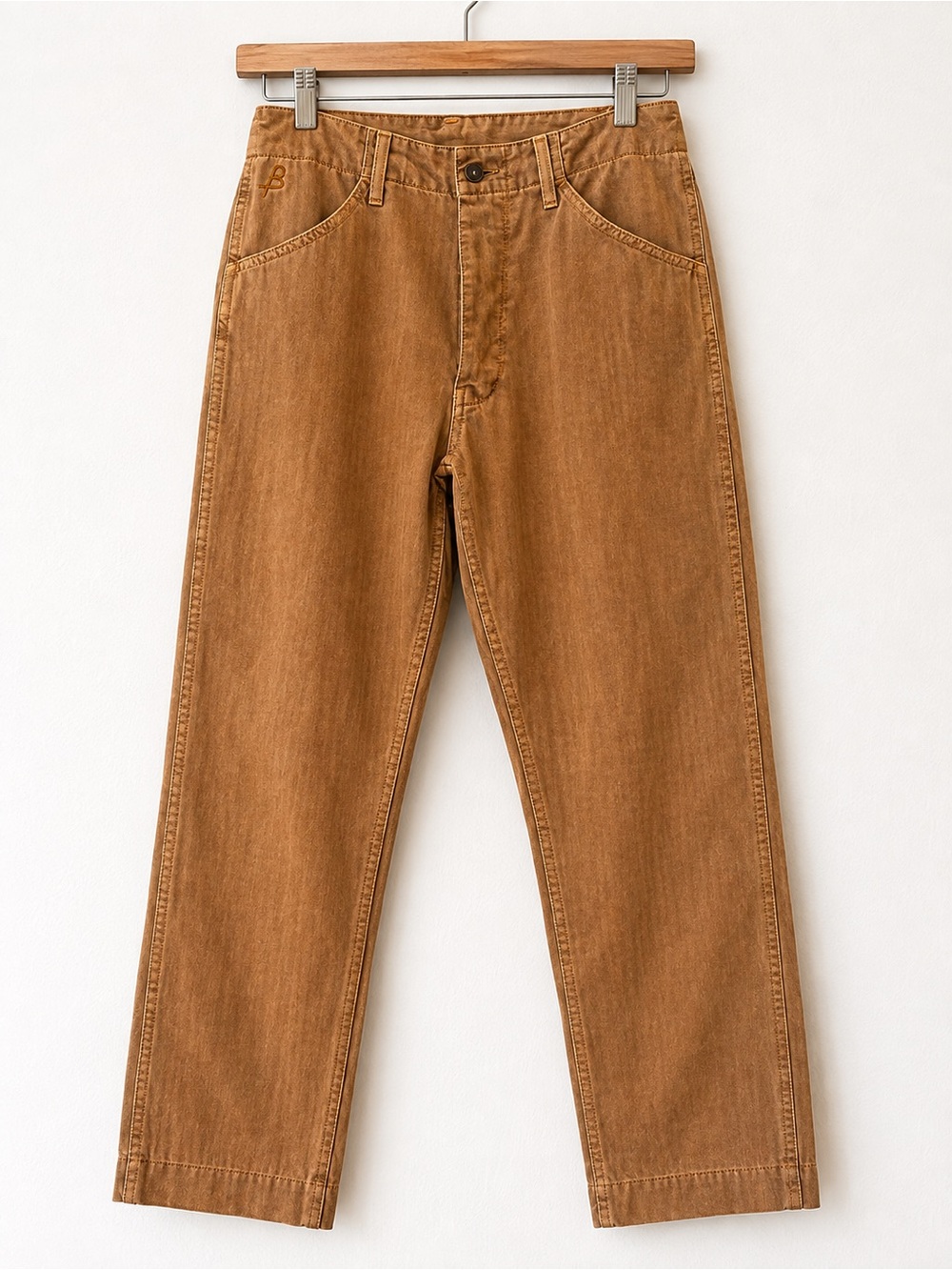 Men’s Birdwell Made in California Herringbone Brown Twill Utility Pants 28 Beach